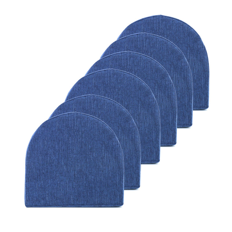 Coussins de chaise d'intérieur haute densité en mousse à mémoire de forme avec attaches, Noir, 6
