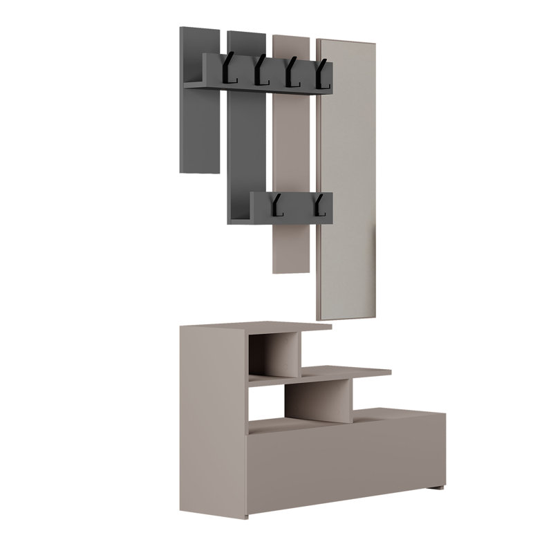 Adison Hall Tree with Shoe Storage, Light Mocha /Anthracite