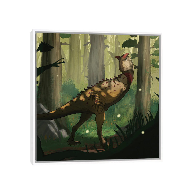 A Carnotaurus Dinosaur In A Forest by Paulo Leite Da Silva - Print on Canvas, 45.72 cm H x 45.72 cm W, White Framed