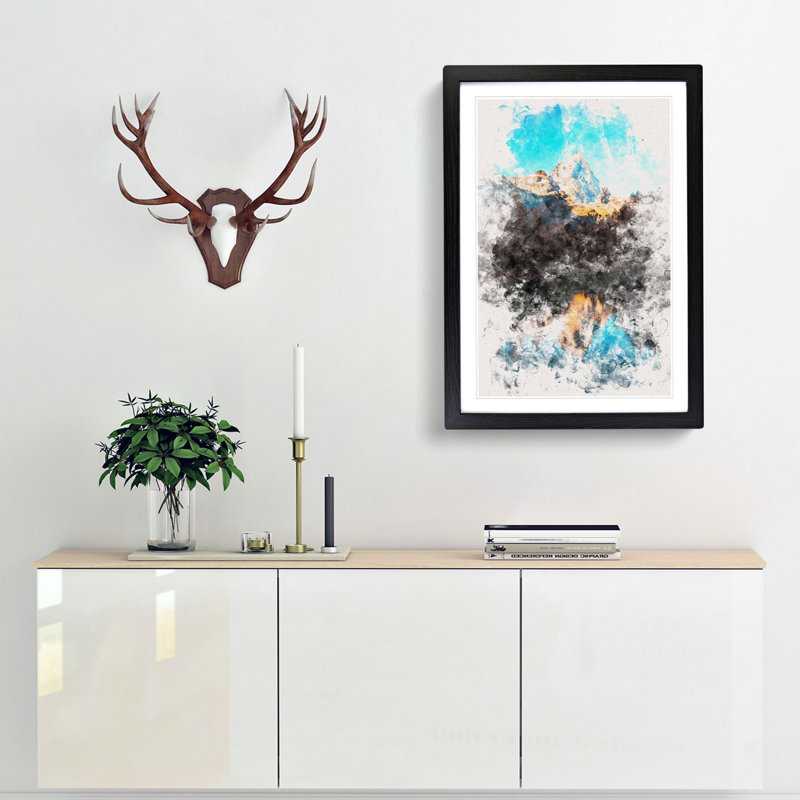 Matterhorn Mountain in Switzerland - Picture Frame Painting Print, 87cm H x 62cm W x 2cm D, Black Framed