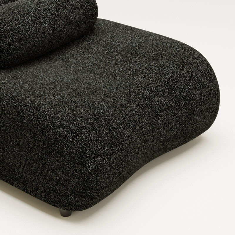 36.02" Modular Large Armless Single Sofa, Black