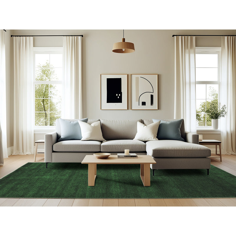 Tapis contemporains vert émeraude 57, Rectangle 6 pi x 9 pi