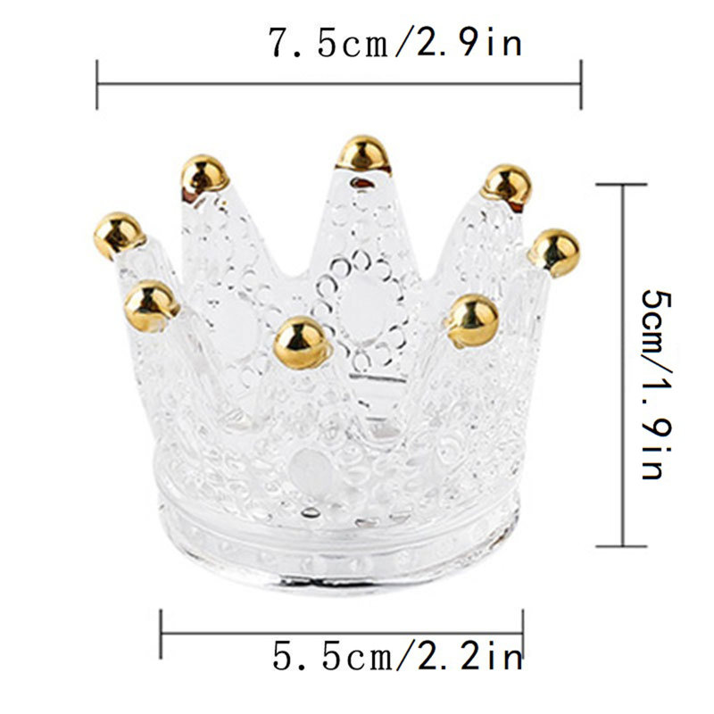 Bougeoir en verre avec couronnes en verre et anneau de rangement pour petits ornements de bureau