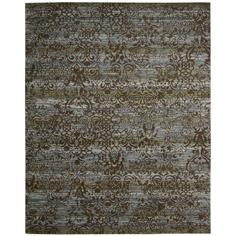 Denoila bleu en laine Tapis Moss, Rectangle : 5 pi 6 po x 8 pi