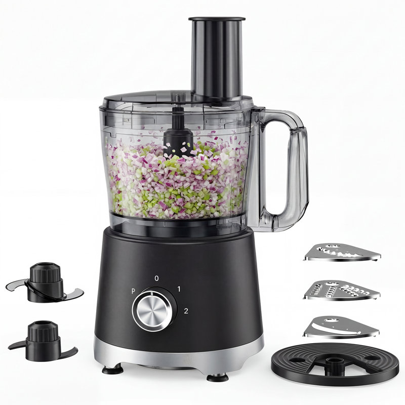 10-Cup Food Processor, 600W Vegetable Chopper for Slicing, Dishwasher Safe Parts, Black