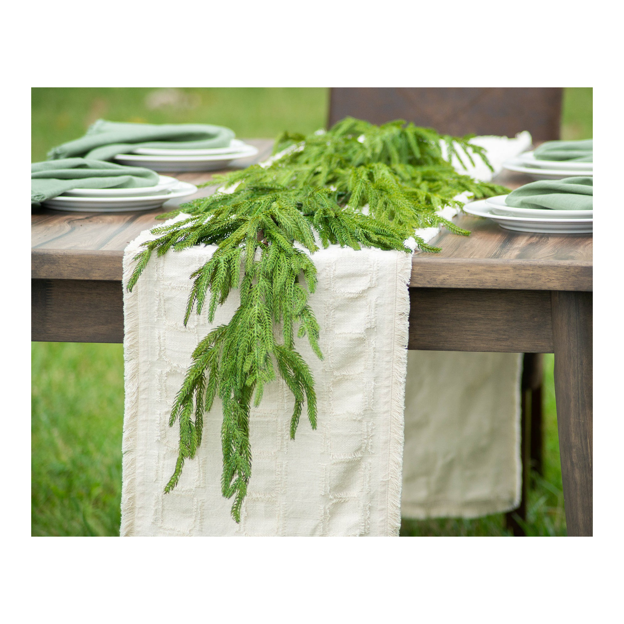 Real Touch Norfolk Pine Christmas Holiday Front Door Garland Table Runner, 5' L