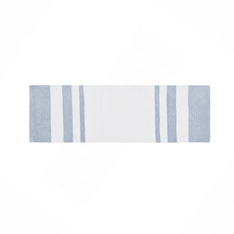 Aaniyah Cotton Bath Rug, 24"W x 72"L, Blue