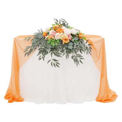 Artificial Flower With Tablecloth And Table Runner