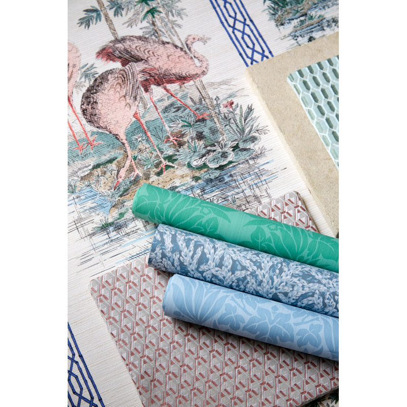 Marsden's Palm Damask Wallpaper, Pale Poison