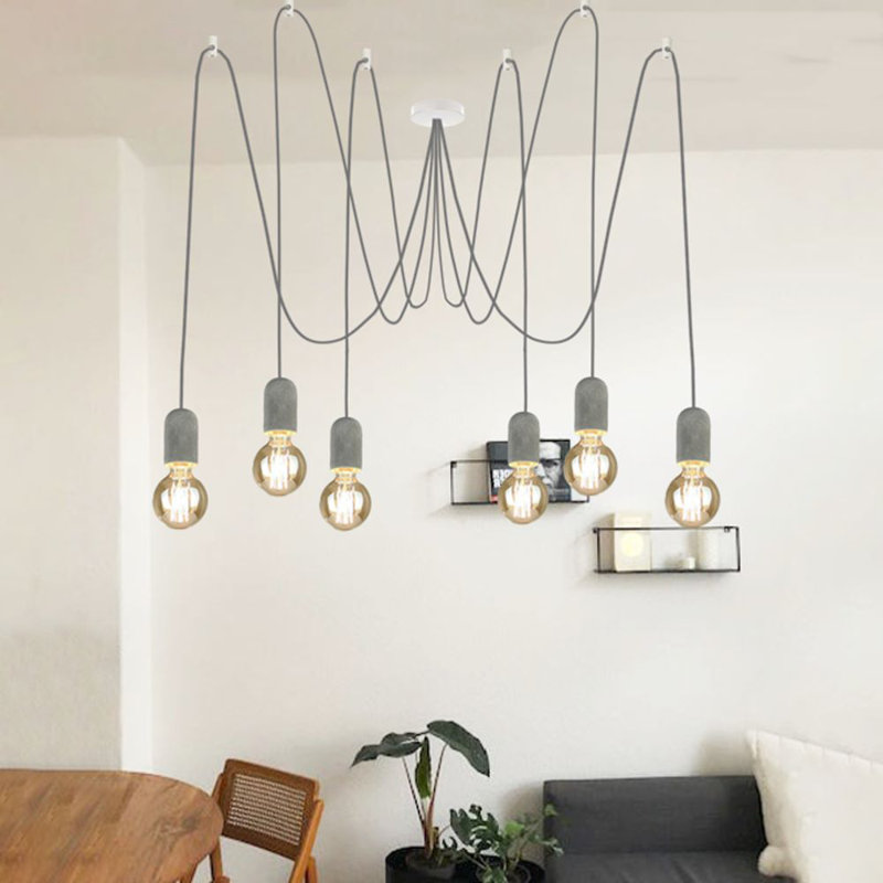 Plinth concrete pendant lamp 2-6-flame Modular canopy