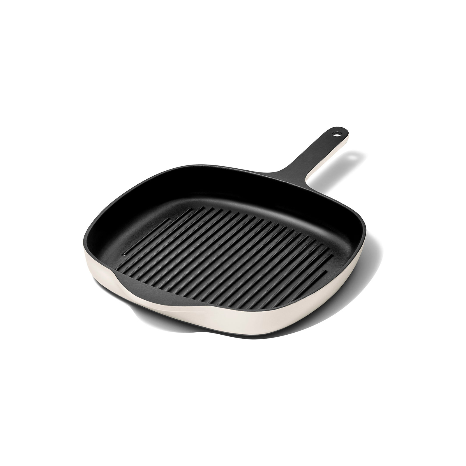 10.5" Enameled Cast Iron Grill Pan, Cream