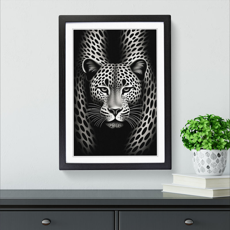Cheetah Op - Framed Print, 46cm H x 34cm W, Black Framed
