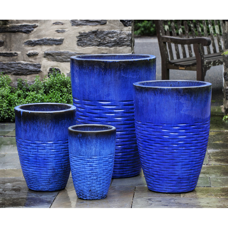 Bulverde Handmade Pot Planter, Riviera Blue