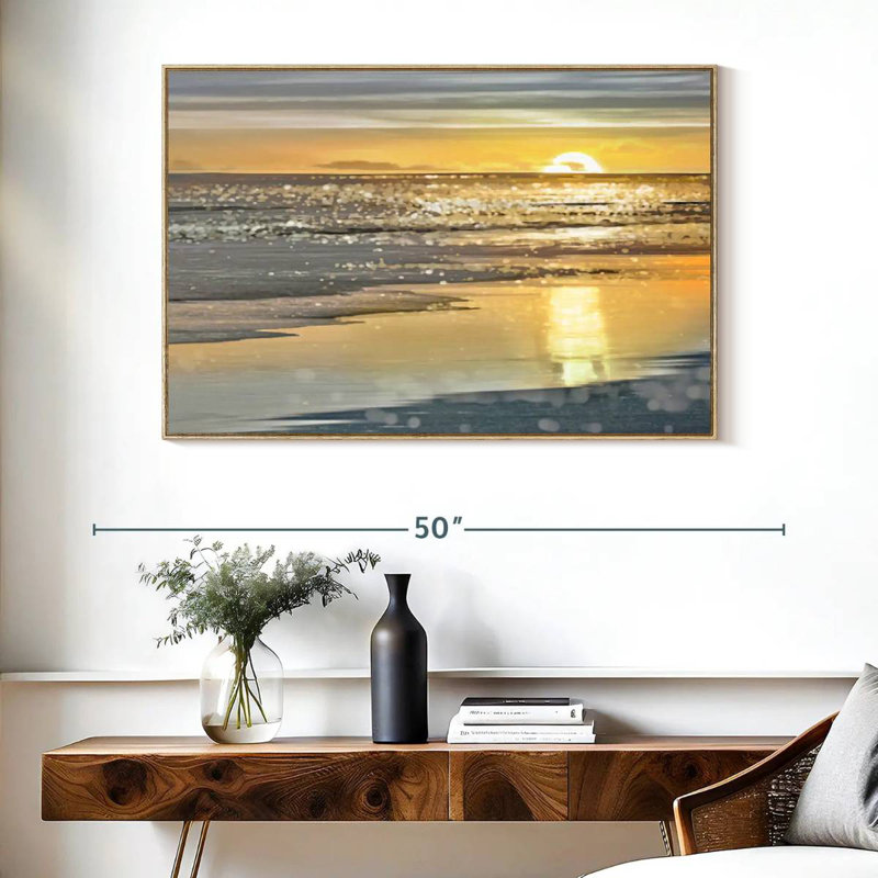 That Sunset Sunset, Cadre flottant en bois naturel, 40 po x 27 po