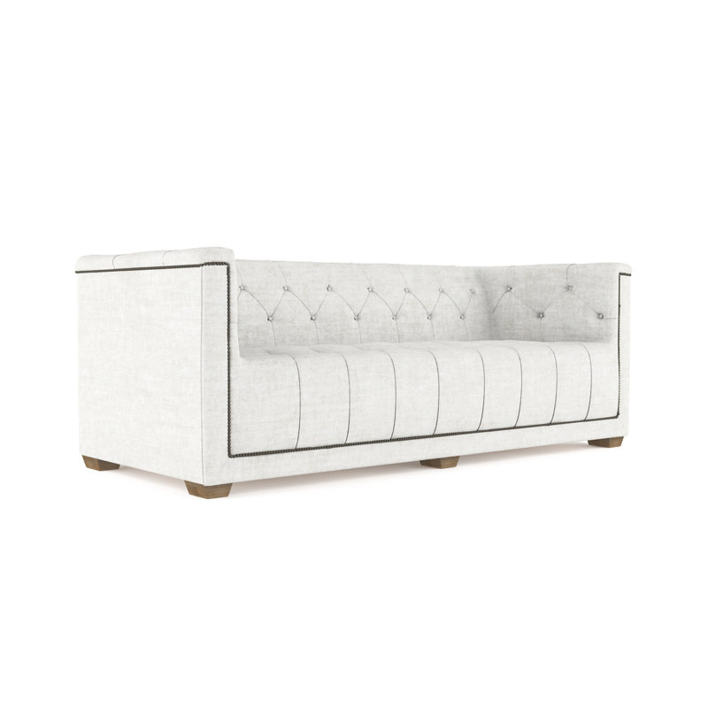 Velvet Sofa, Chocolate Genuine Leather, 84"