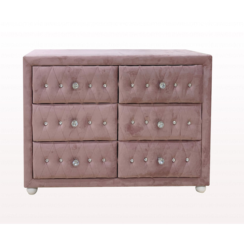 Commode en tissu rose de style moderne