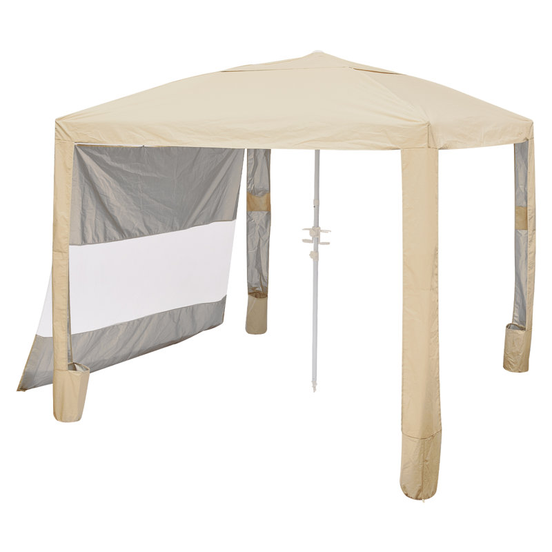 Beach Cabana, 8 x 8 ft Beach Canopy with Side Wall, UPF 50+ Protection Easy Setup Cabana Tent with Sand Pockets, Adjustable Height Portable Shade Sun Shelter Umbrella for Family & Friends, Khaki