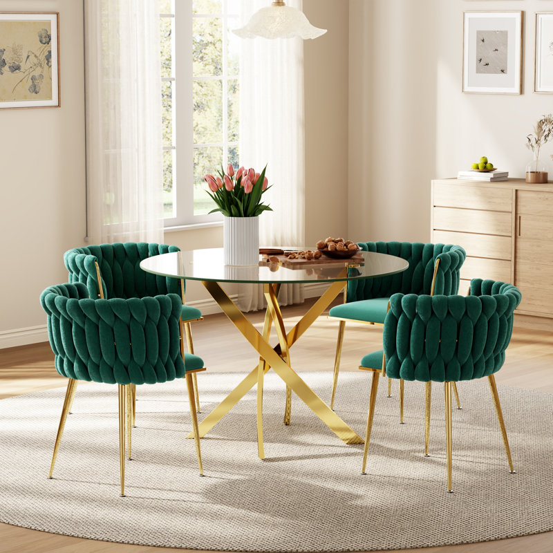 Table de salle à manger Azaryah, H 29,5 po x L 36 po x l 36 po, Vert