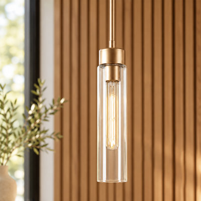 Arnita 1-Light Dimmable Modern Cylinder Pendant Light with Clear Glass