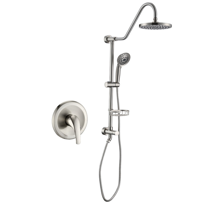 Système de douche complet avec valve brute, Nickel brossé
