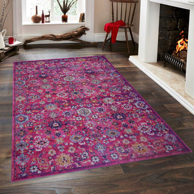 Tapis 100% polypropylène de conception ethnique, 6,6 x 9,5 pieds | 1500 g / m², velours de 0,3 po, semelle en jute, tissé à la machine | Gris durable et bleu foncé, passe l'aspirateur, idéal pour le salon et la décoration intérieure