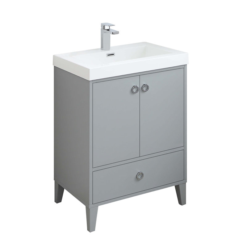 Meuble-lavabo simple imperméable 24 po Jez, Gris métallique