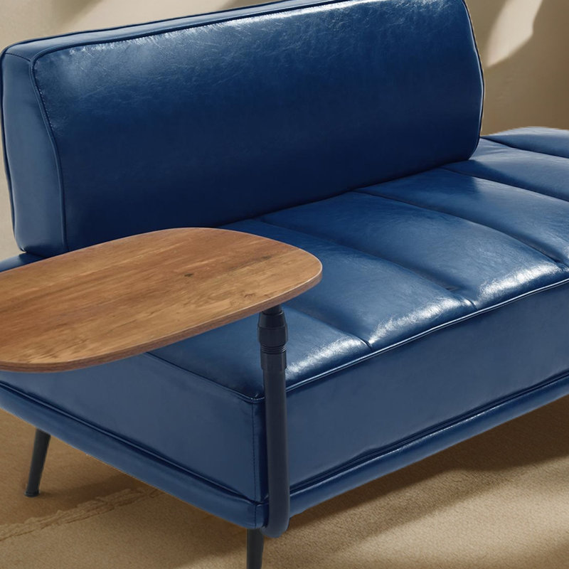 Banc rembourré en similicuir de 54,98 po, Bleu