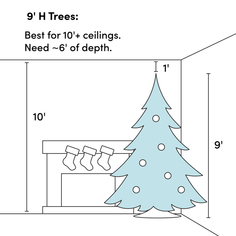 Black Fir Slim Artificial Christmas Tree, 9' H, Pre-Lit