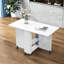 Table rabattable de 47,2 po x 23,6 po x 30,3 po avec 6 roulettes et 2 couches de rangement, finition blanche, facile à nettoyer, pour les petits espaces 47,2 po