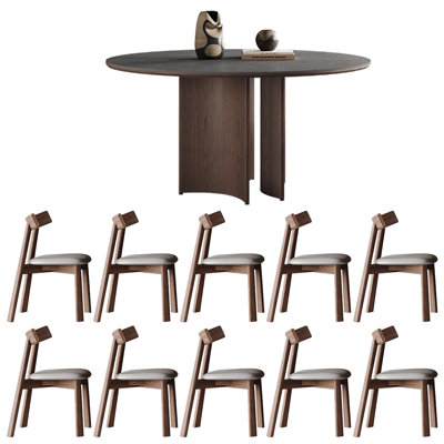 High-end round home dining table and chair