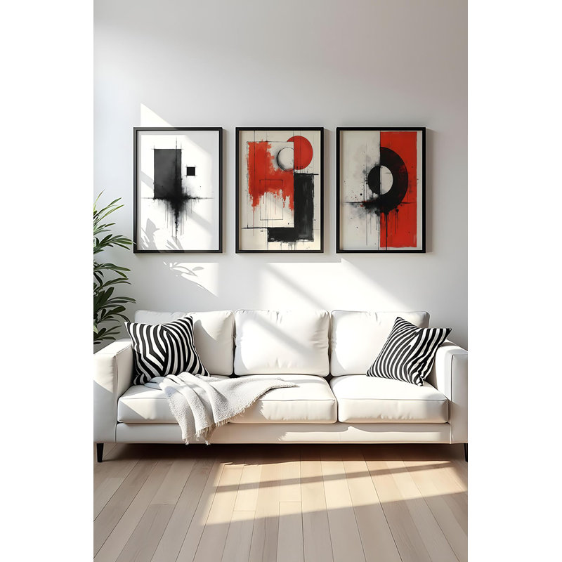 Élégantes peintures décoratives en panneau de fibres à densité moyenne (3 pièces), 11,8 po x 15,7 po chacune | Cadre 100% bois massif, épaisseur: 0,8 pouce | Magnifique art mural pour le salon et la chambre à coucher, esthétique moderne, facile à accrocher