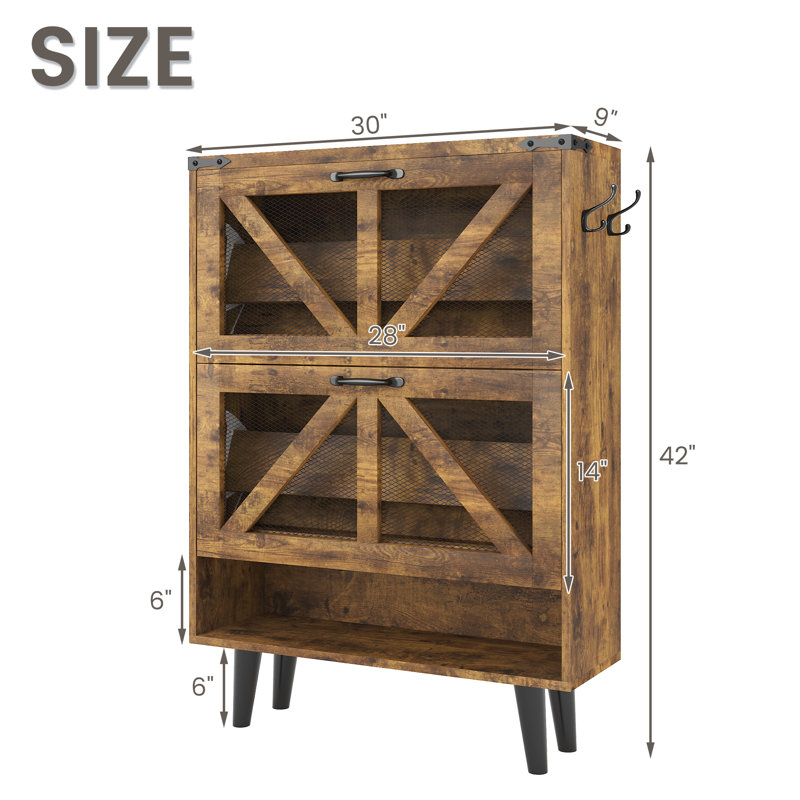 24 Pair Shoe Storage Cabinet, Brown