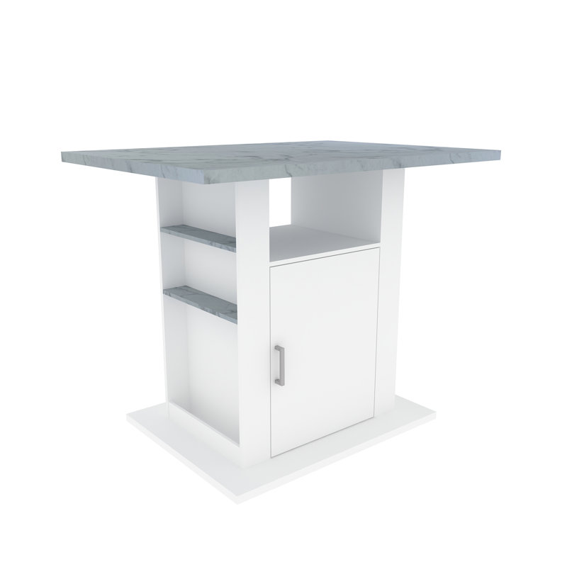 Plateau de 110 cm effet béton et blanc avec rangement