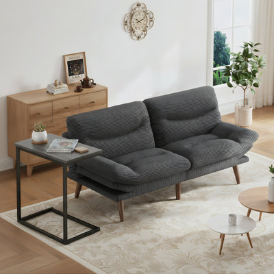 Futon Sofa Bed Living Room Side Table Combination,Convertible Futon Sofa Bed with Adjustable Backrest and 5-Level Armrests by Dreamsmith