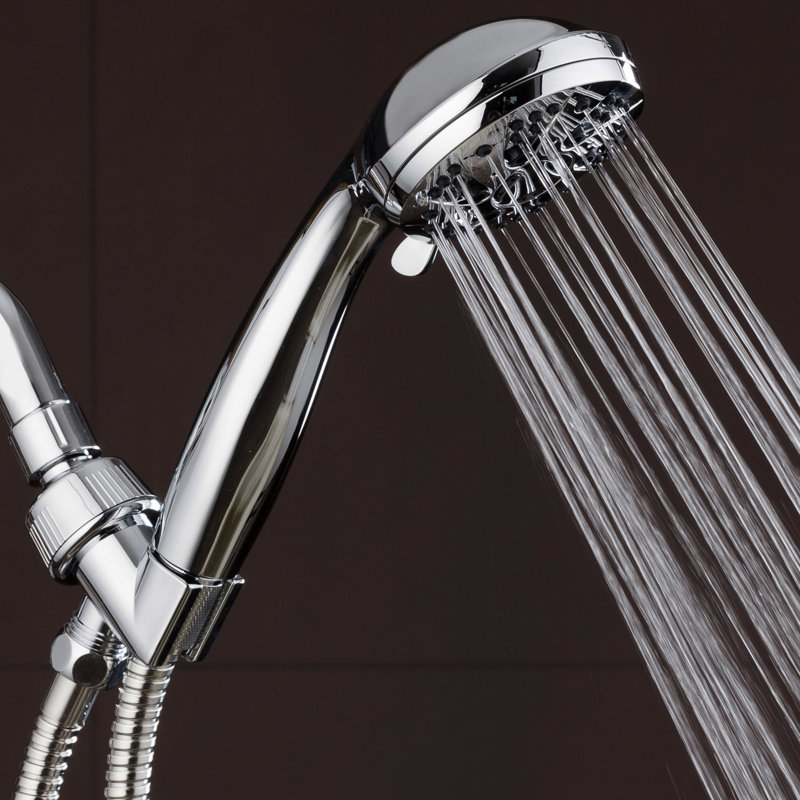 Chrome 6-Setting Handheld Shower Head with Hose