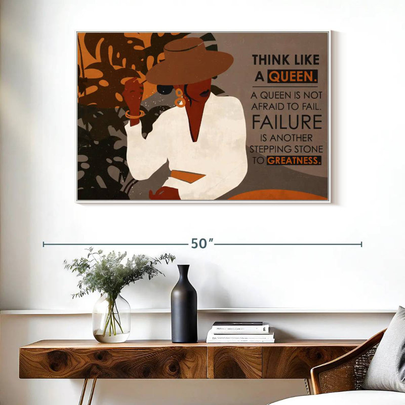 Citation «Think Like A Queen», Cadre flottant blanc, 40 po x 27 po