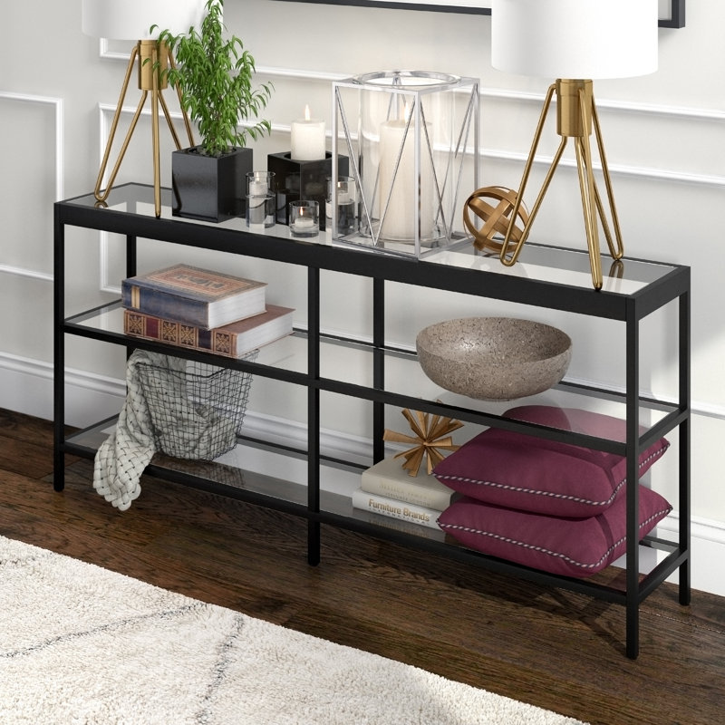 Console rectangulaire de 64 po de large en bronze noirci Alexis, Bronze noirci, H 29,5 po x l 64 po x P 12 po