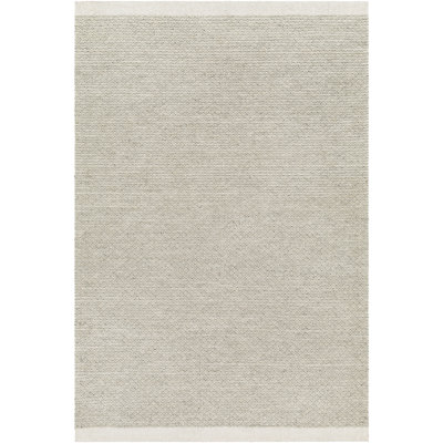 Tapis gris clair en laine tissé à plat de couleur unie Rylee