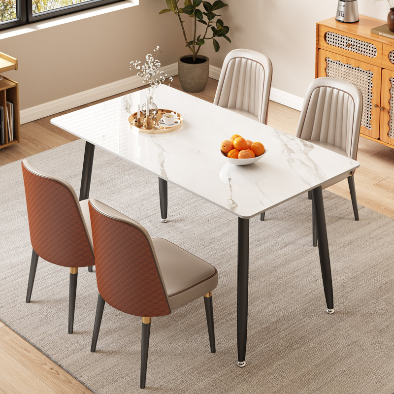 Khaleesie Rectangular Sintered Stone Ceramics Dining Table, White