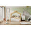 Lit moderne, cadre de lit en bois avec tiroirs et tablette de rangement