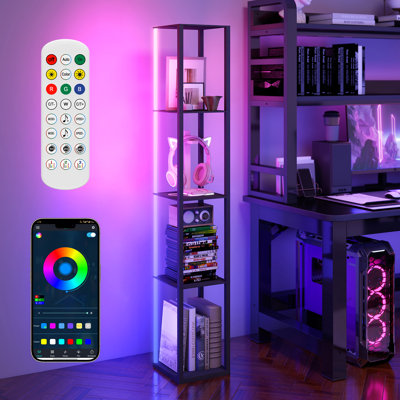 RGB Corner Floor Lamp with Colour Change, Adjustable Minimalist Standing Mood Light with APP & Remote