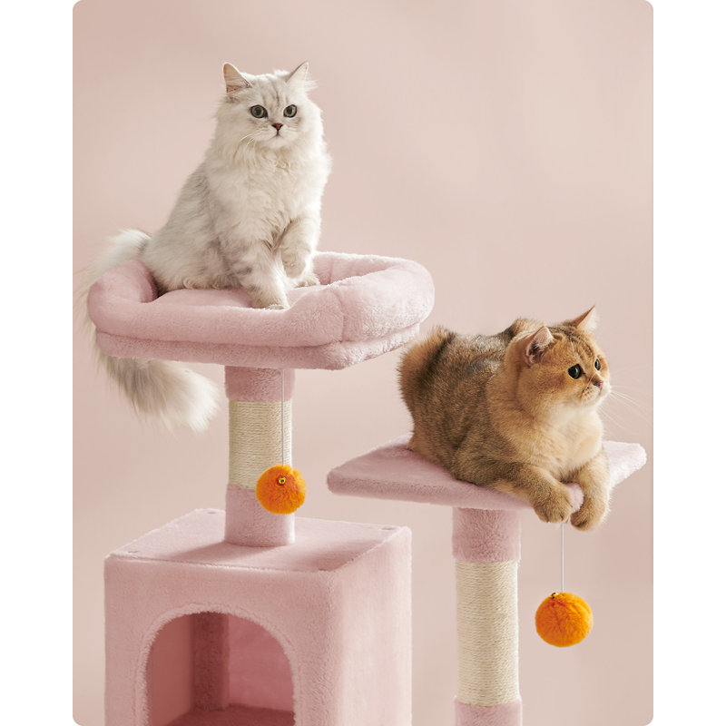 Arbre à chat 61 po H, H 59,4 po x l 30,8 po x P 20,6 po, Rose