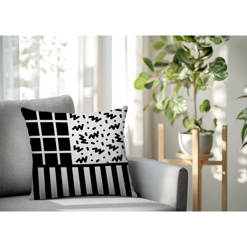Oreiller carré réversible intérieur / extérieur Froza, Carré 20 po, Noir