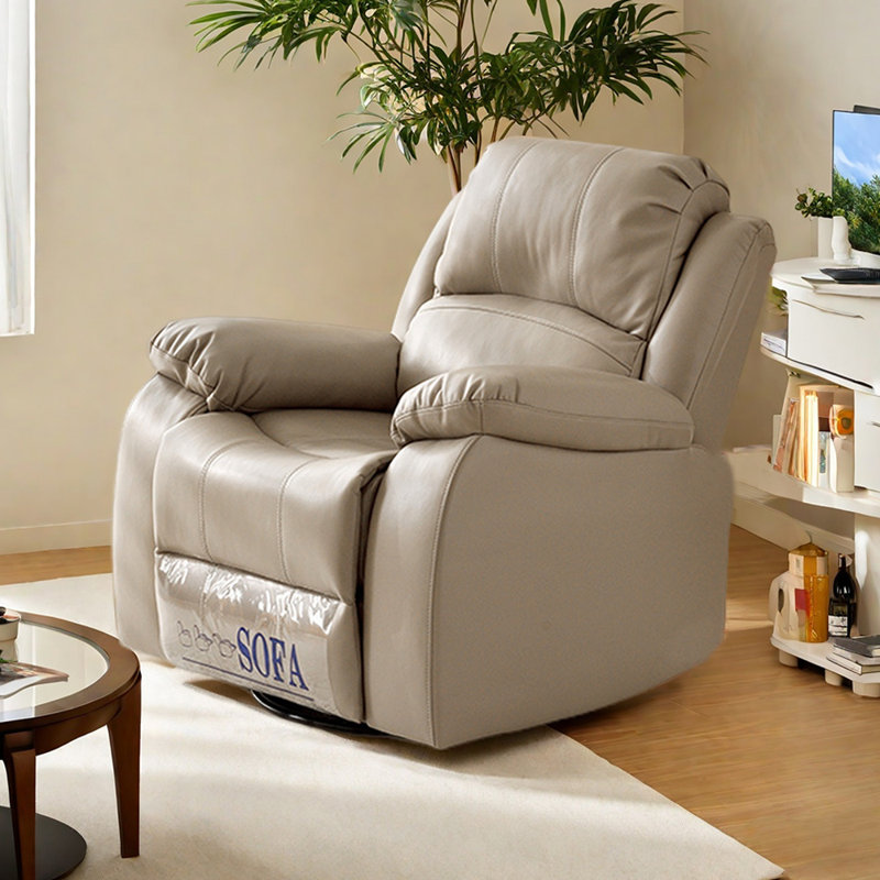 Fauteuil inclinable simple en similicuir, Beige Grey