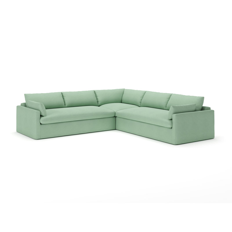 Luna 3-Piece Slipcovered Sectional, Bayou Spray Canvas