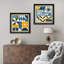 Blue Geometric Shape - Ensemble de 2 peintures sur toile encadrées-86450722