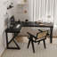 Bureau d'écriture en bois massif noir en forme de L-1767081144-1767081142