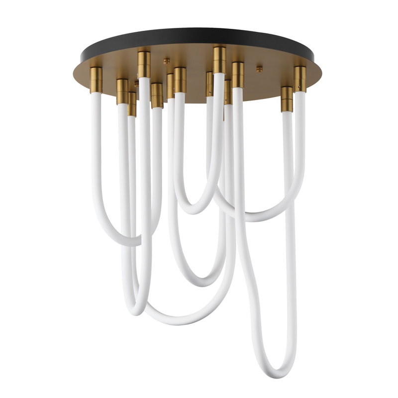 Soleil-Flush Mount Chandelier, Natural Aged Brass