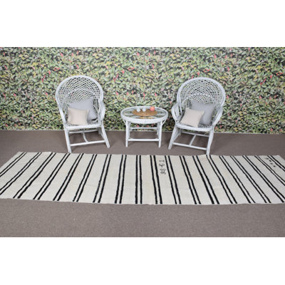 Tapis de couloir à rayures turque rétro blanc pour décoration intérieure ou escalier avec charme antique