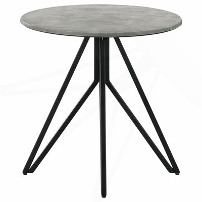 Cement Grey and Gunmetal Round End Table
